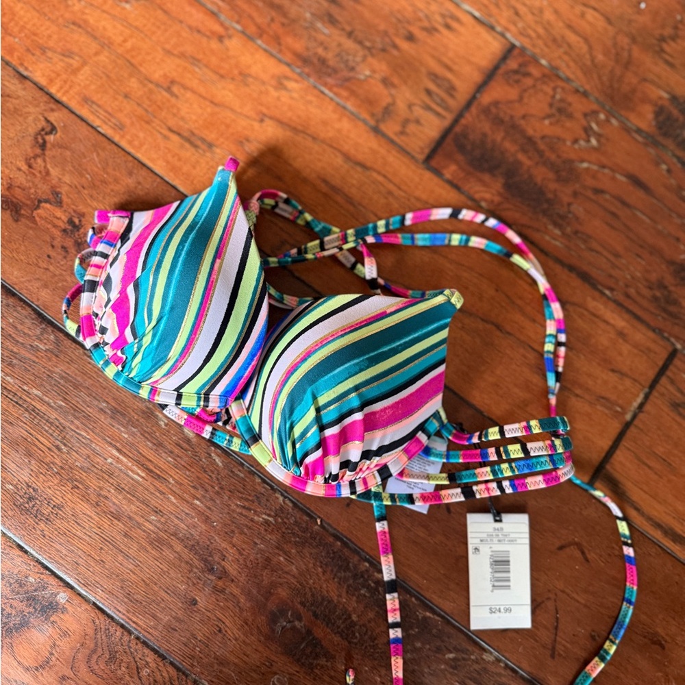 Shade & Shore Multicolor Striped Bikini Top